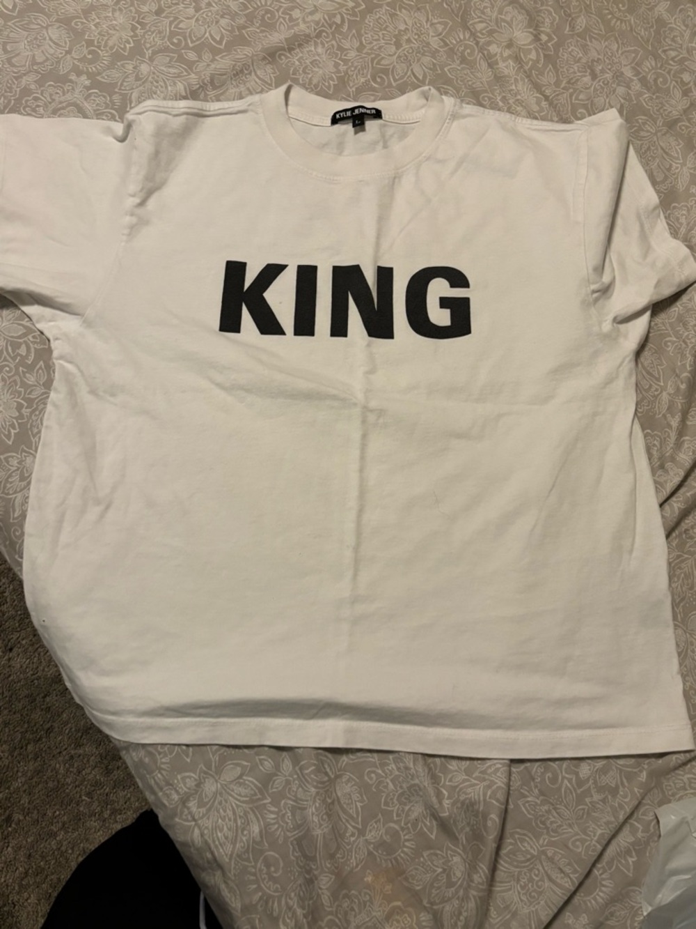 Kylie Cosmetics White Tee with Black KING Print
